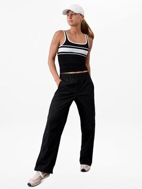 Athleta Renew Seamless Square Neck Tank Black White Stripe NWT Medium